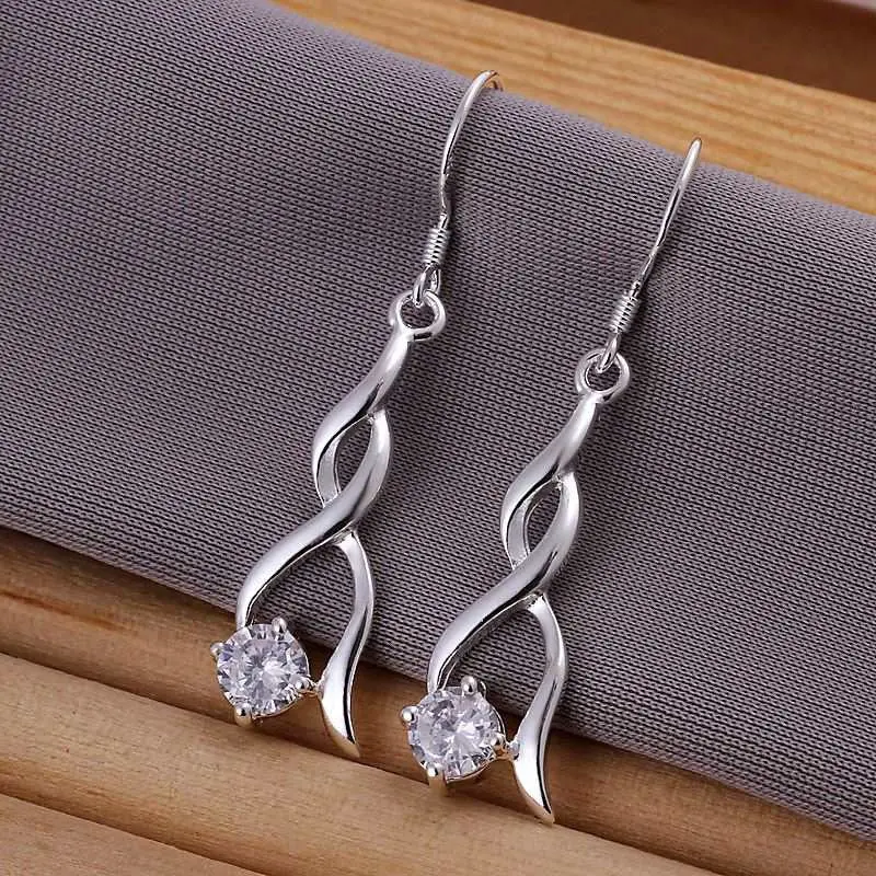 Silver Plated Earings Jewelry Twisted Stone Drop Pendientes Bear Jewelry 1