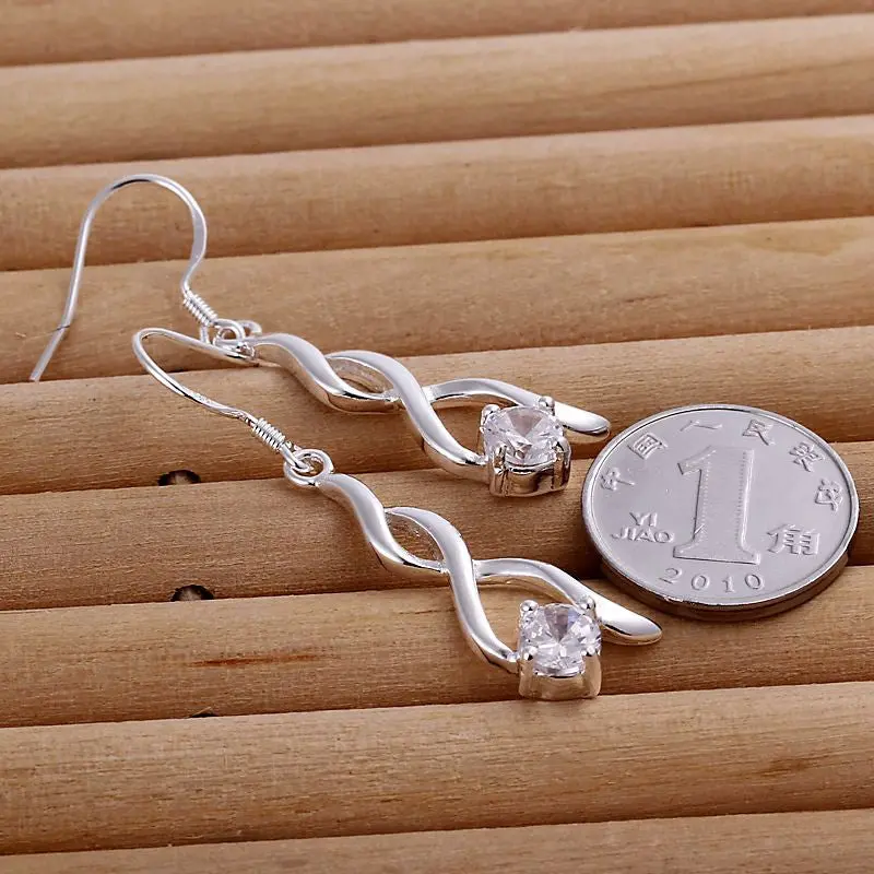 Silver Plated Earings Jewelry Twisted Stone Drop Pendientes Bear Jewelry 2