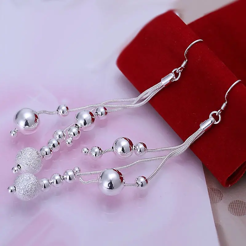 Silver Plated Earings Line Beads Drop Brincos De Festa Collier Plastron Femme 6 2