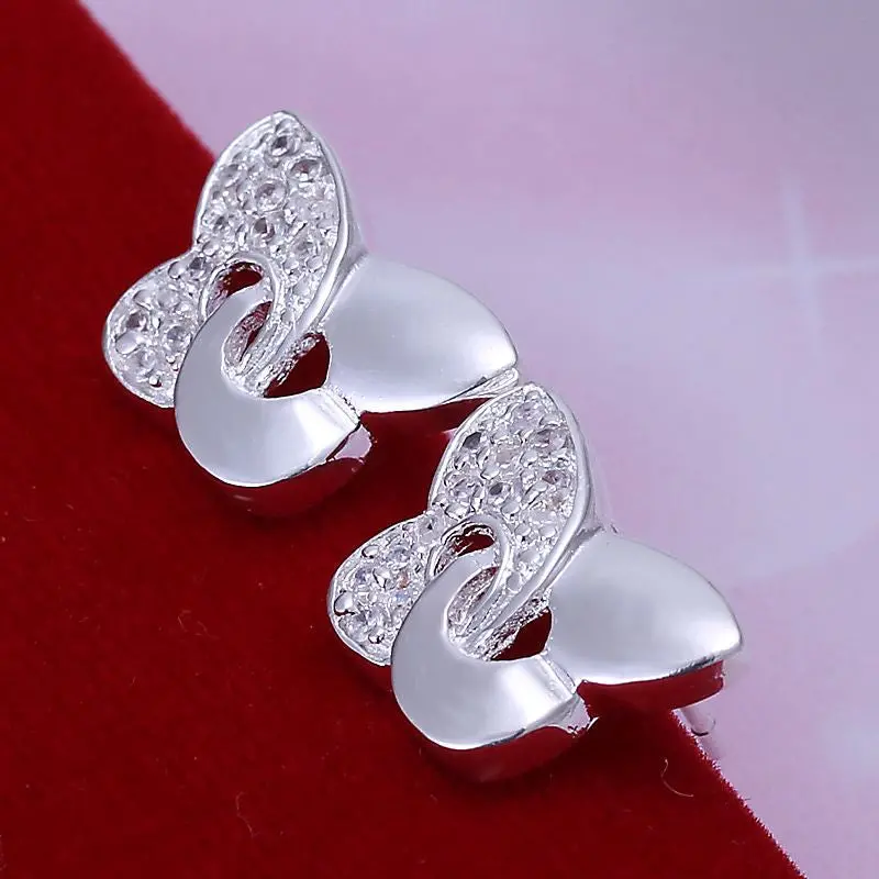 Silver Plated Earring Butterfly With Stone Stud Brinco Charms 1