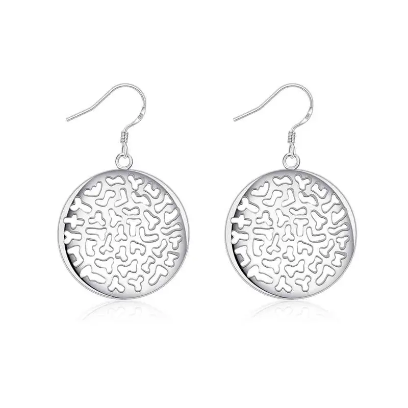 Silver Plated Earring Circular Hollow Drop Orecchini S In Euros 228 1
