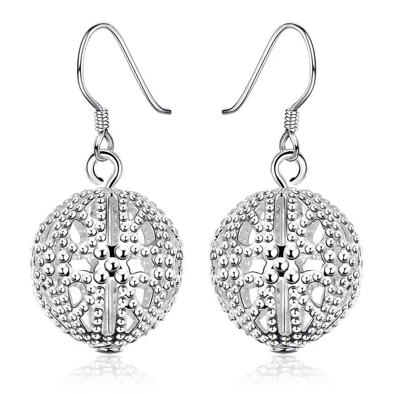 Silver Plated Earring Circular Hollow Drop Orecchini S In Euros 228 2