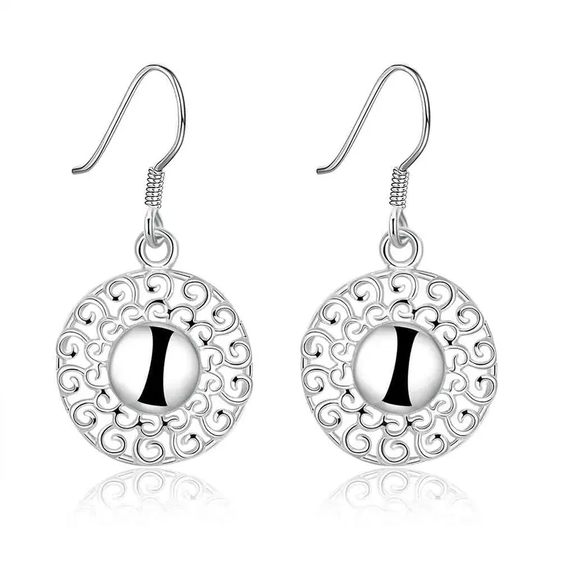 Silver Plated Earring Circular Hollow Drop Orecchini S In Euros 228 3