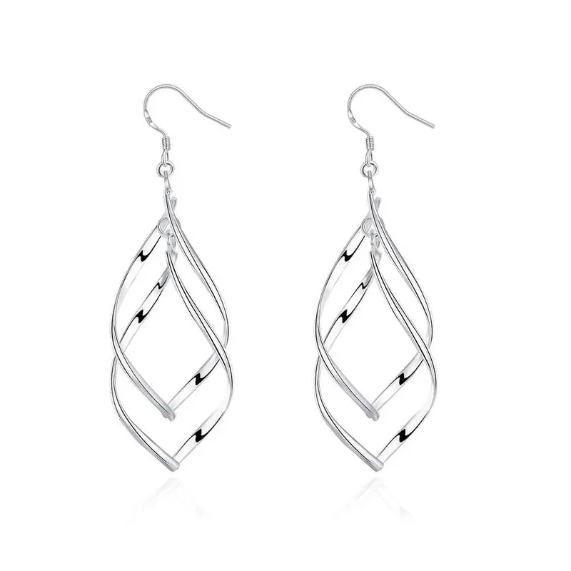 Silver Plated Earring Double Plantain Drop Brinco Hand Madeball 168 1