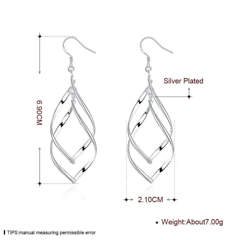 Silver Plated Earring Double Plantain Drop Brinco Hand Madeball 168 2