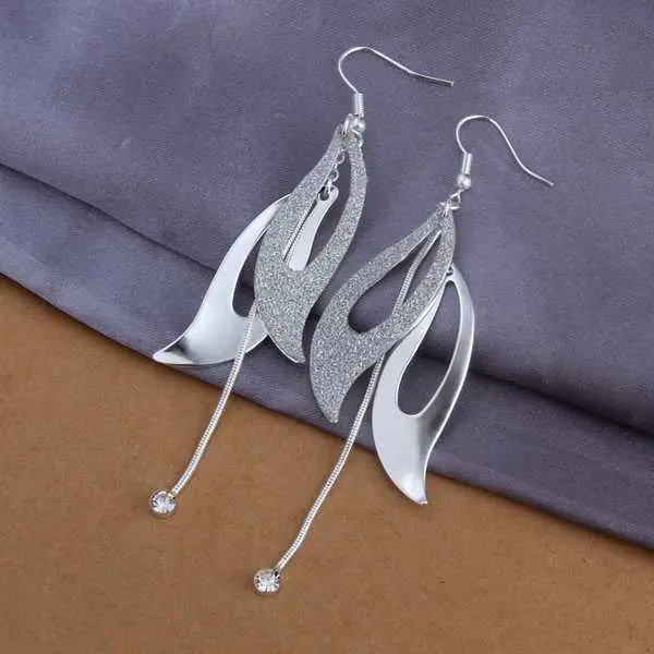 Silver Plated Earring Solid Two Piece Drop Pendientes Men Jewelry 1