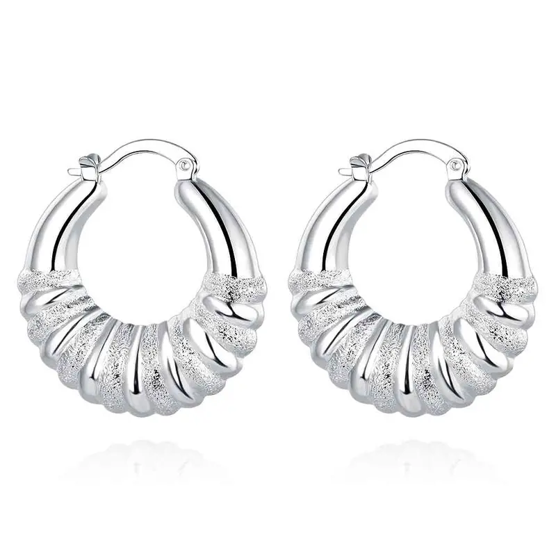 Silver Plated Earrings Coil Clip Brincos De Festa Fine Jewelry 7 4 1