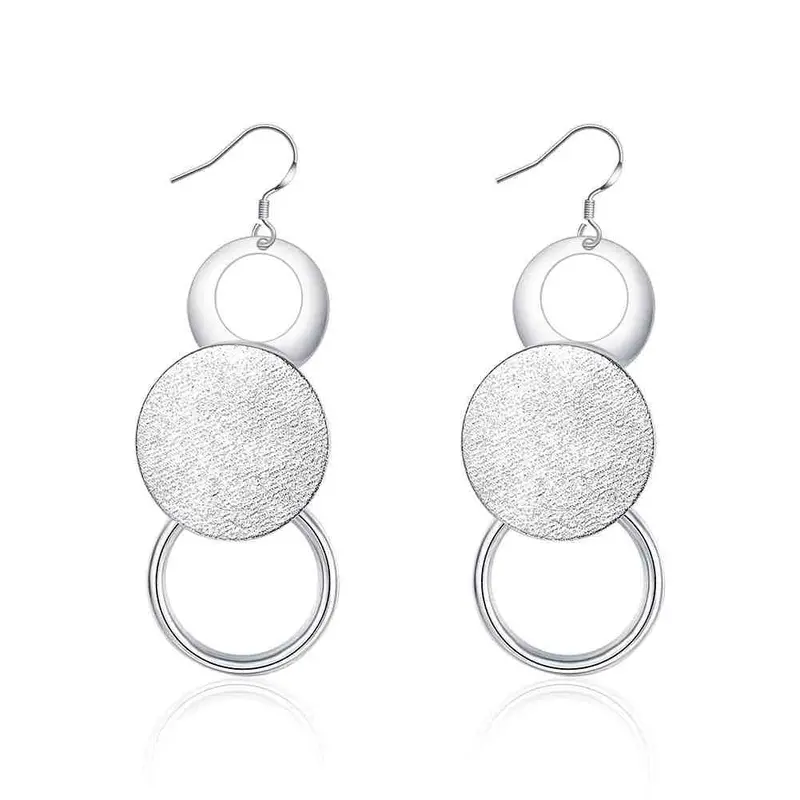 Silver Plated Earrings Dual Sand Drop Pendientes Bijoux 1