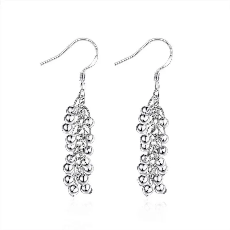 Silver Plated Earrings Grape Beads Drop Pendientes Bear Wedding   8 1