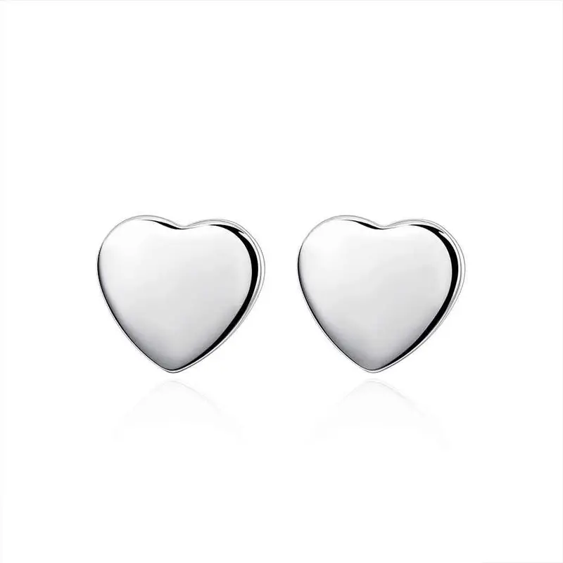Silver Plated Earrings Heart Tag Stud Brinco Floating Charms  1 1