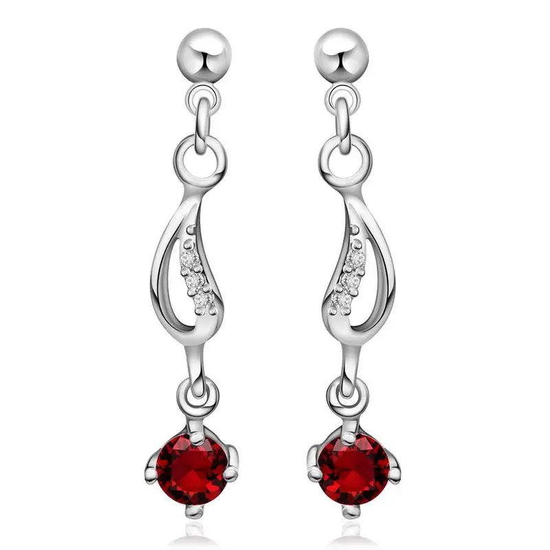 Silver Plated Earrings Insets Ruby Stud Brinco Wedding Decoration  24 1