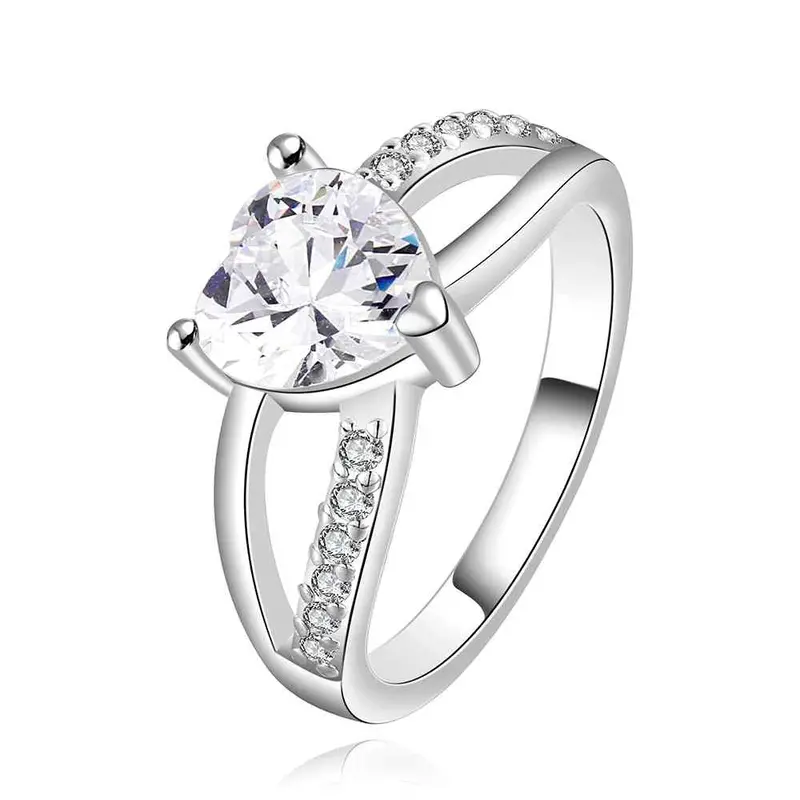 Silver Plated Engagement Ring Claw Wrapped Heart S In Euros Horloge 511 1