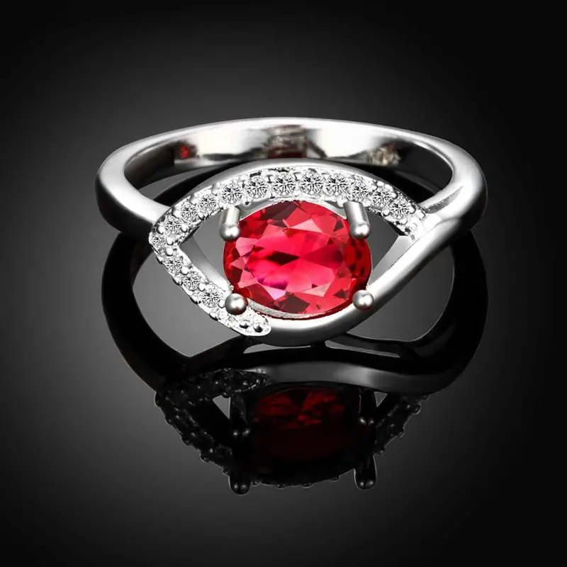 Silver Plated Engagement Ring Eyes Stone Bague Femme Bone341 1