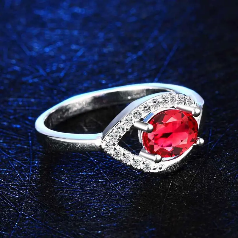 Silver Plated Engagement Ring Eyes Stone Bague Femme Bone341 11