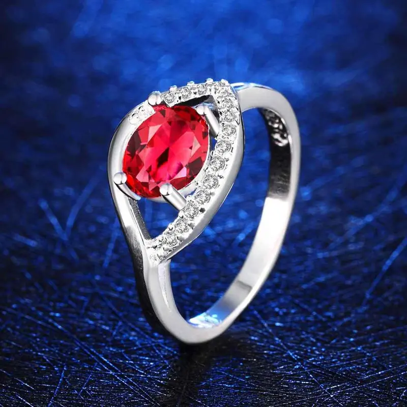 Silver Plated Engagement Ring Eyes Stone Bague Femme Bone341 12