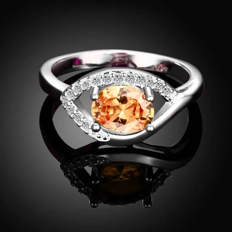Silver Plated Engagement Ring Eyes Stone Bague Femme Bone341 3