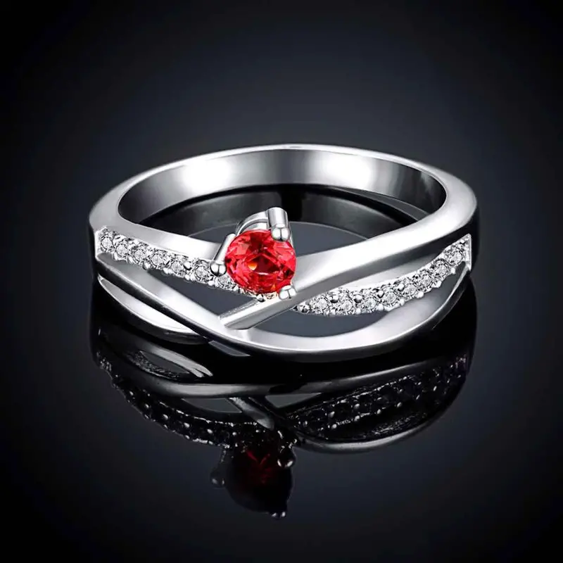 Silver Plated Engagement Ring Eyes Stone Bague Femme Bone341 5
