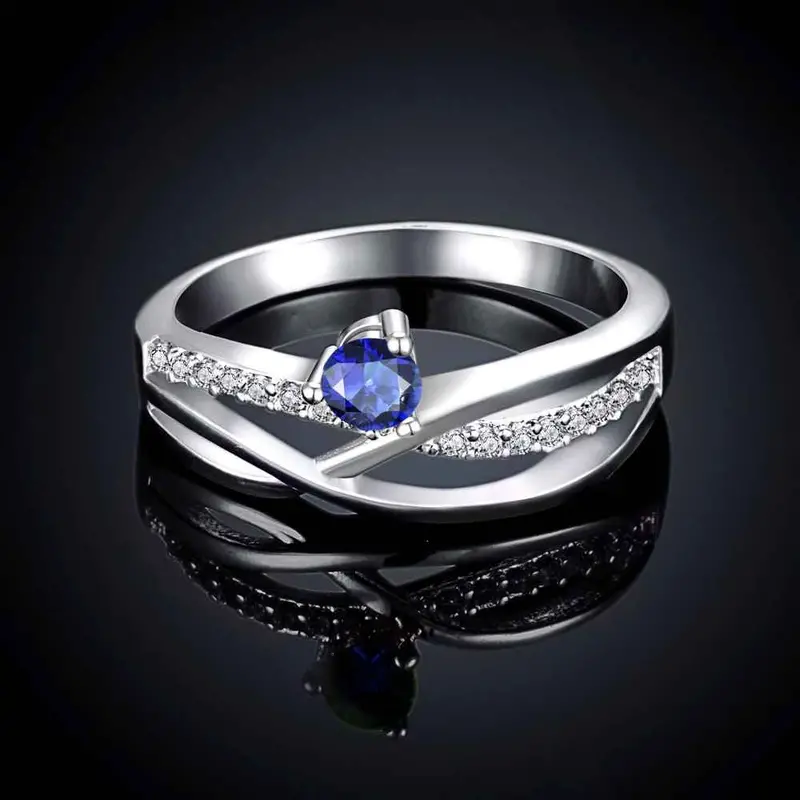 Silver Plated Engagement Ring Eyes Stone Bague Femme Bone341 6