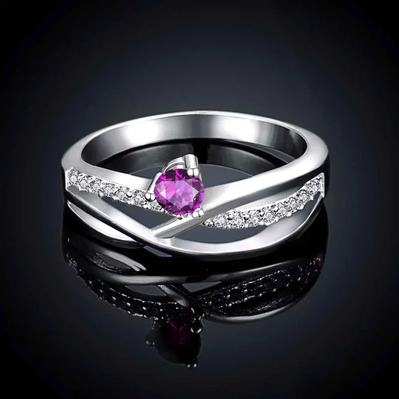 Silver Plated Engagement Ring Eyes Stone Bague Femme Bone341 7