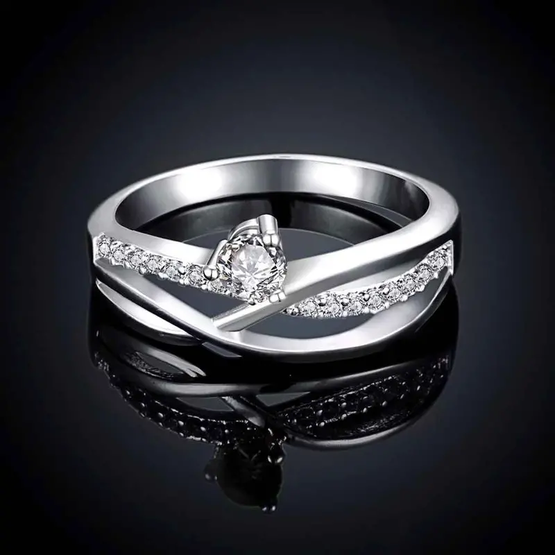 Silver Plated Engagement Ring Eyes Stone Bague Femme Bone341 8