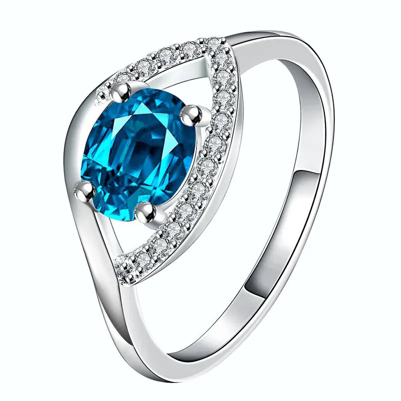 Silver Plated Engagement Ring Eyes Stone Bague Femme Bone341 9
