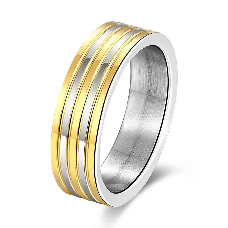 Silver Plated Engagement Ring Gold Stripes Aneis Jewelry  99 1