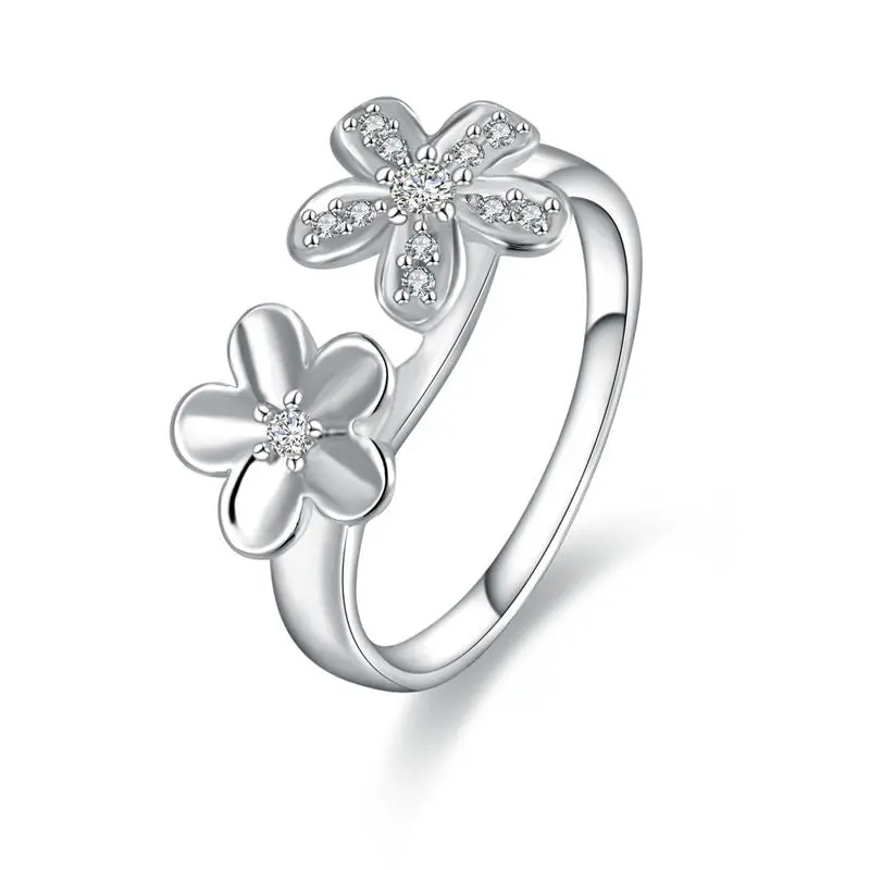 Silver Plated Engagement Ring Inlaid Stone Fireworks Aneis 55 7