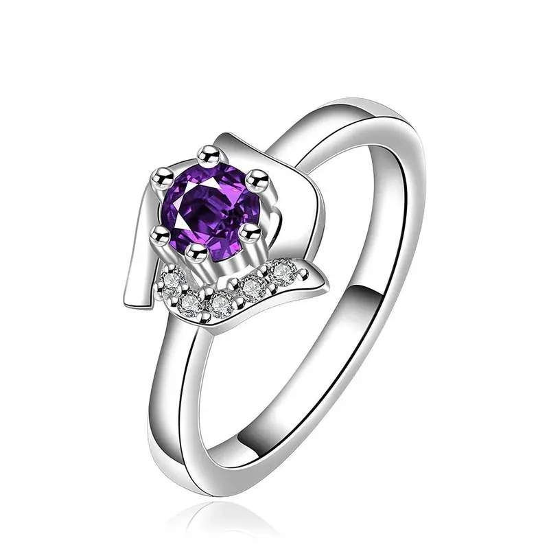 Silver Plated Engagement Ring Squirrel Blue Stone Bague Femme Ruby Jewelry 2