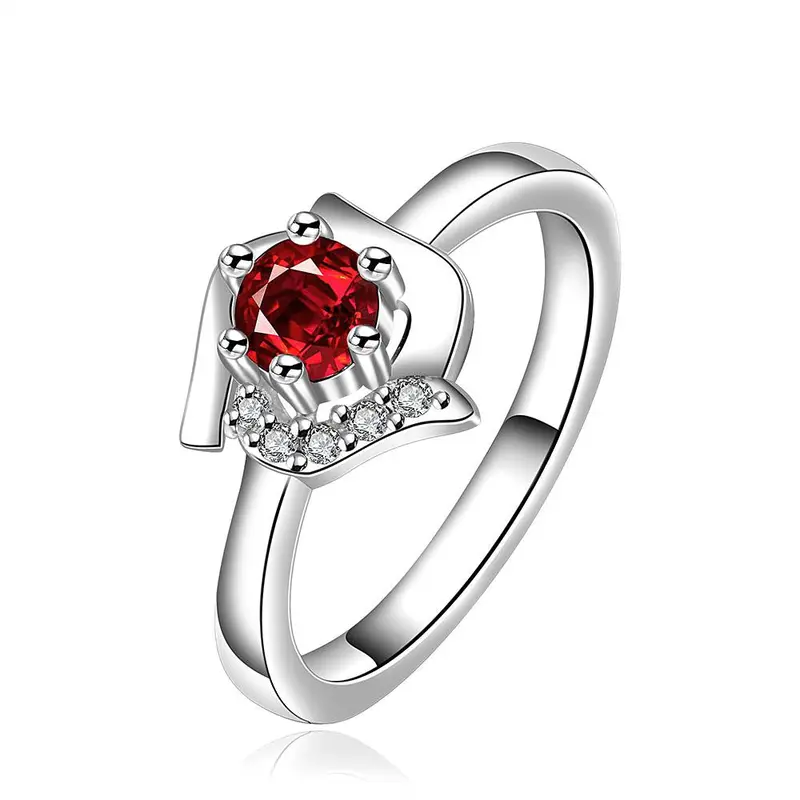 Silver Plated Engagement Ring Squirrel Blue Stone Bague Femme Ruby Jewelry 3