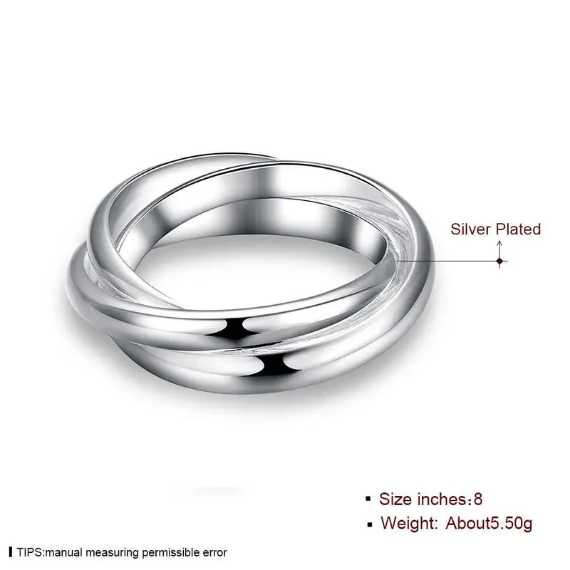 Silver Plated Engagement Ring Three Circles Anillos Collier Plastron 167 2