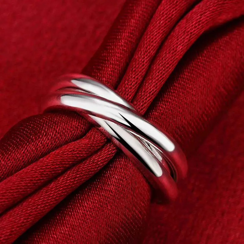 Silver Plated Engagement Ring Three Circles Anillos Collier Plastron 167 4