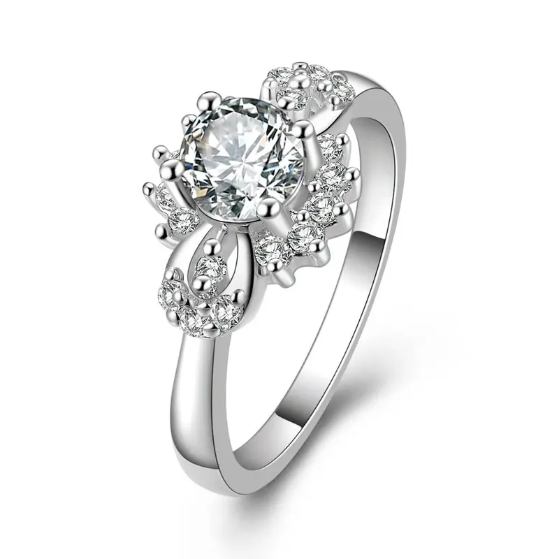Silver Plated Engagement Rings Insetswhite Gem Anel Masculino 21 1