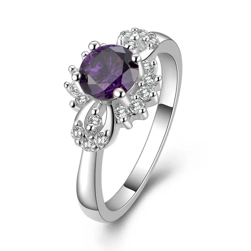 Silver Plated Engagement Rings Insetswhite Gem Anel Masculino 21 3