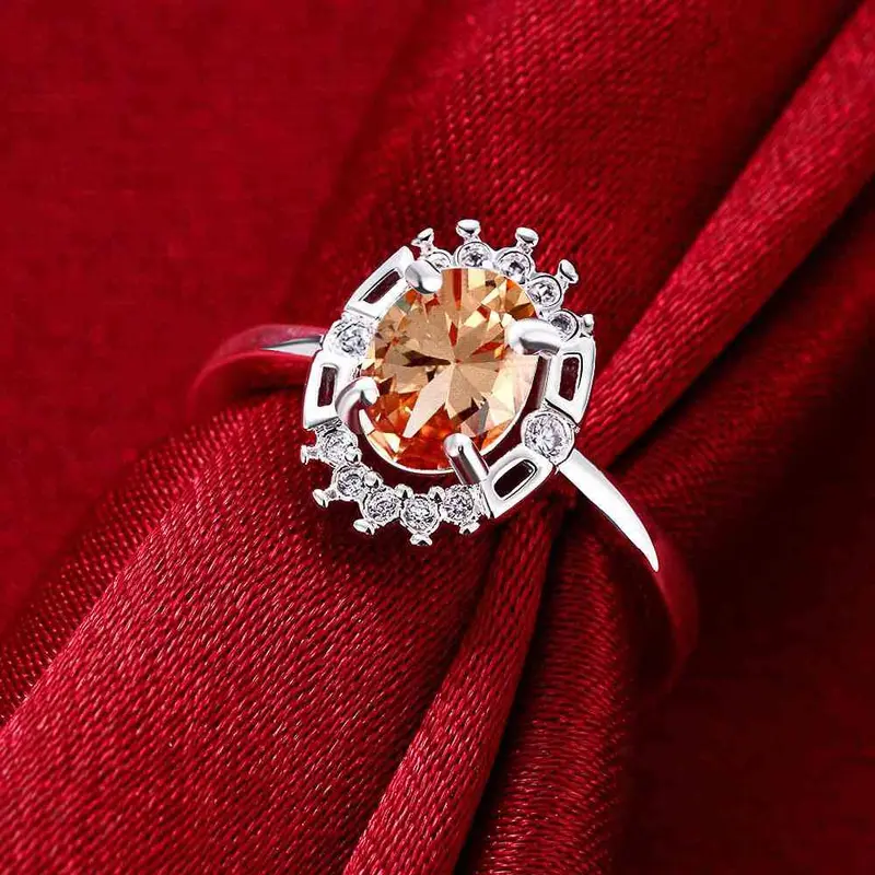 Silver Plated Engagement Rings Lock Stone Mirror Aneis Jewerly Accessories336 1