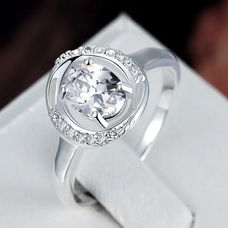 Silver Plated Engagement Rings Lock Stone Mirror Aneis Jewerly Accessories336 5