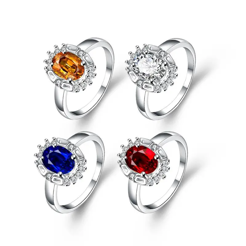 Silver Plated Engagement Rings Lock Stone Mirror Aneis Jewerly Accessories336 5