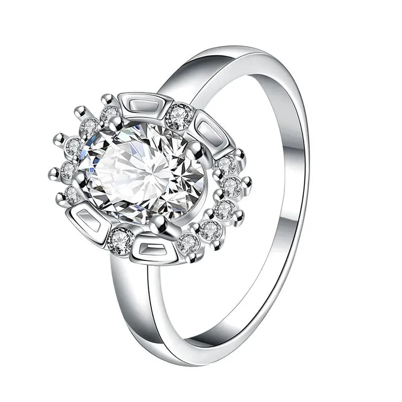 Silver Plated Engagement Rings Lock Stone Mirror Aneis Jewerly Accessories336 8