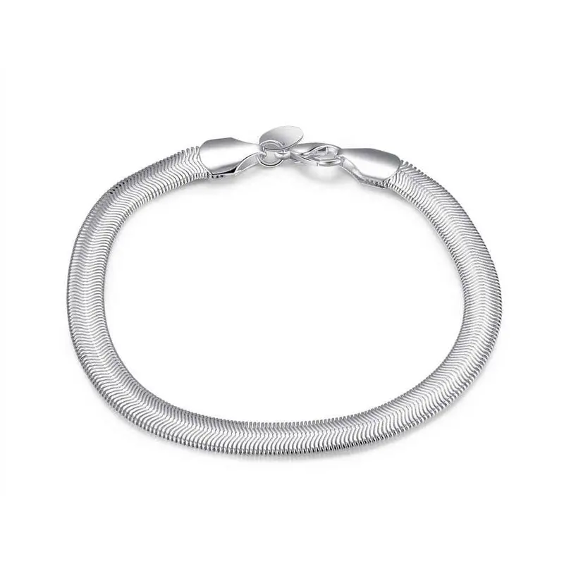 Silver Plated Flat Soft Snake Chain Men Bracelet Margarida164 1