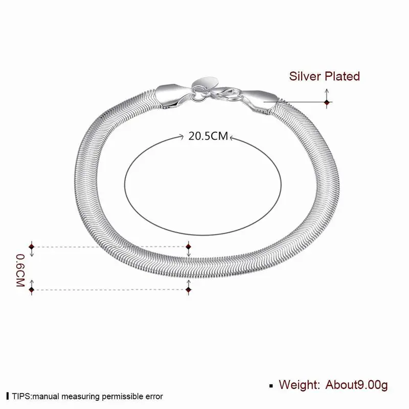 Silver Plated Flat Soft Snake Chain Men Bracelet Margarida164 2