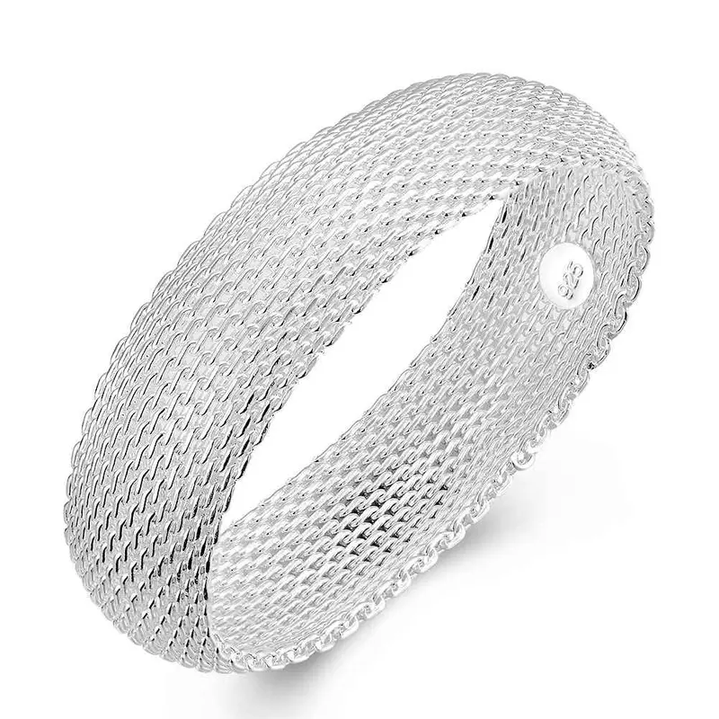 Silver Plated Friendship Bangle Big Web Women Wedding Bracelet Jewerly Accessories Smtb 28 1