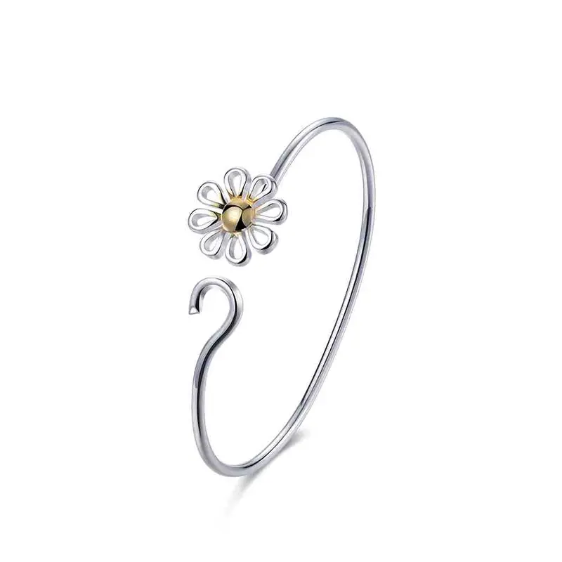 Silver Plated Friendship Bangle Small Chrysanthemum Women Wedding Bracelet Diy Hbb 62 2