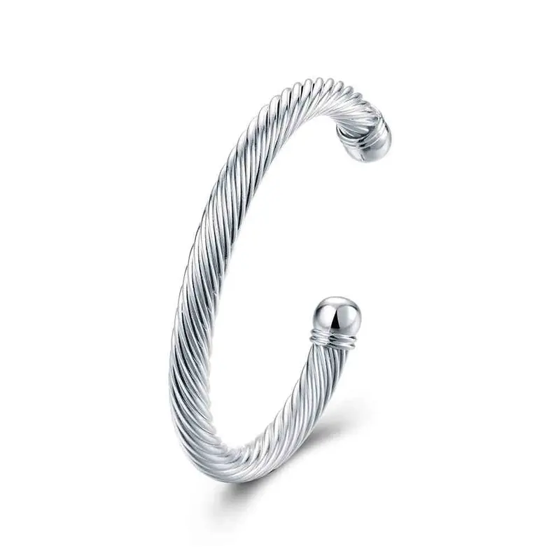 Silver Plated Friendship Bangle Twisted Rope Women Pulseras Horloge Smtb 3 1