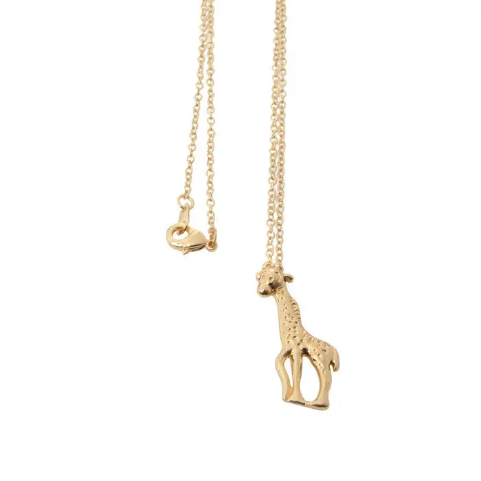 Silver Plated Giraffe Pendant Necklace Vintage Animal Long Necklace Birthday Gift 10Pcs-N150 2