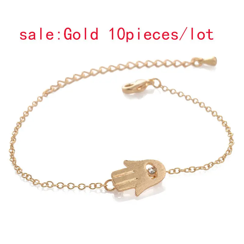 Silver Plated Hamsa Charm Bracelet Palm Figure Bracelets Friendship Gift 10Pcs30pcs-B008 1