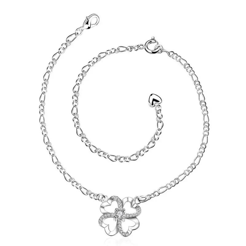 Silver Plated Jewelry Anklet Spiral Flower Bracelet Leg Bijoux 1