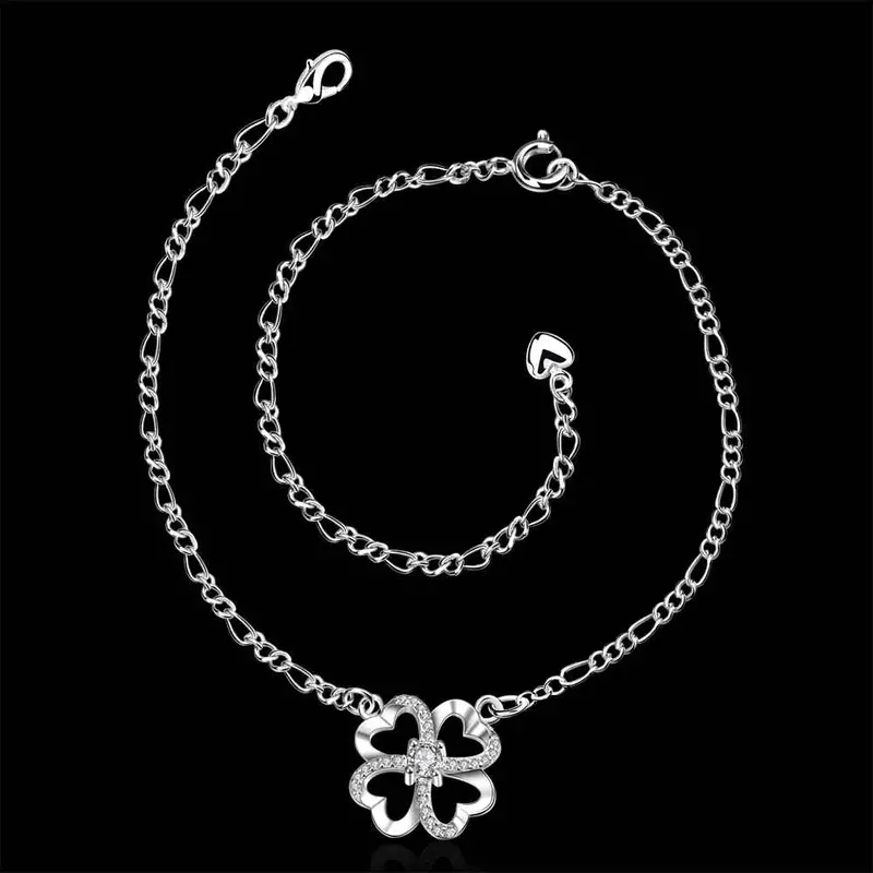 Silver Plated Jewelry Anklet Spiral Flower Bracelet Leg Bijoux 2
