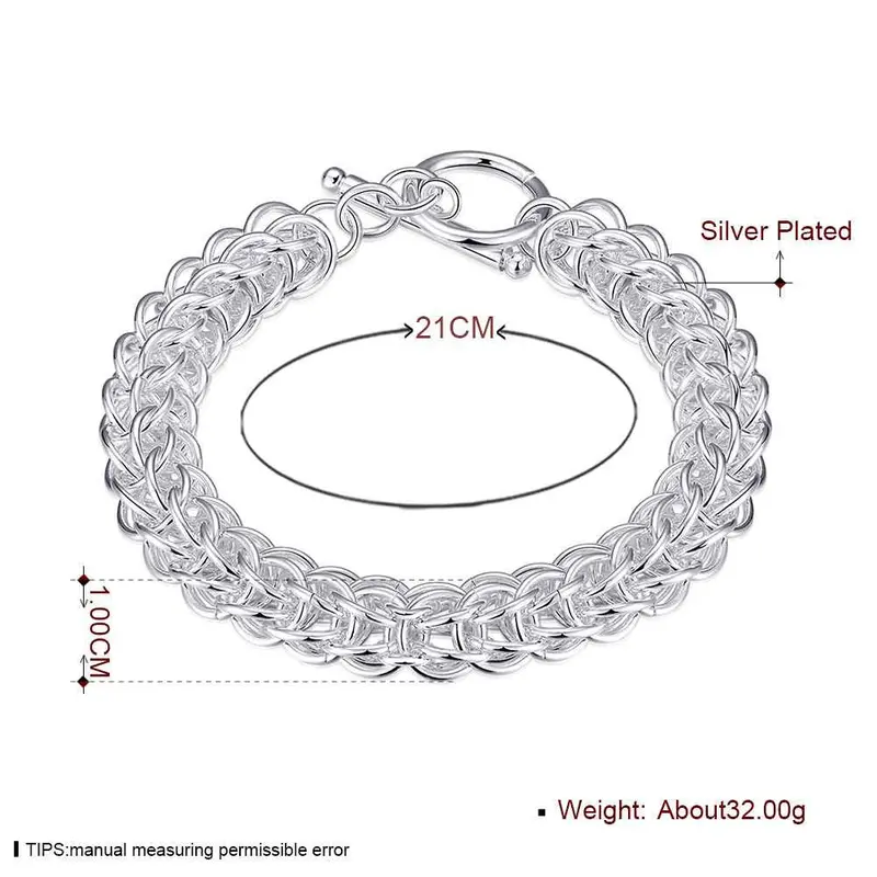 Silver Plated Jewelry Bracelet Fine Circle Links Bracelet And Retail 16 2