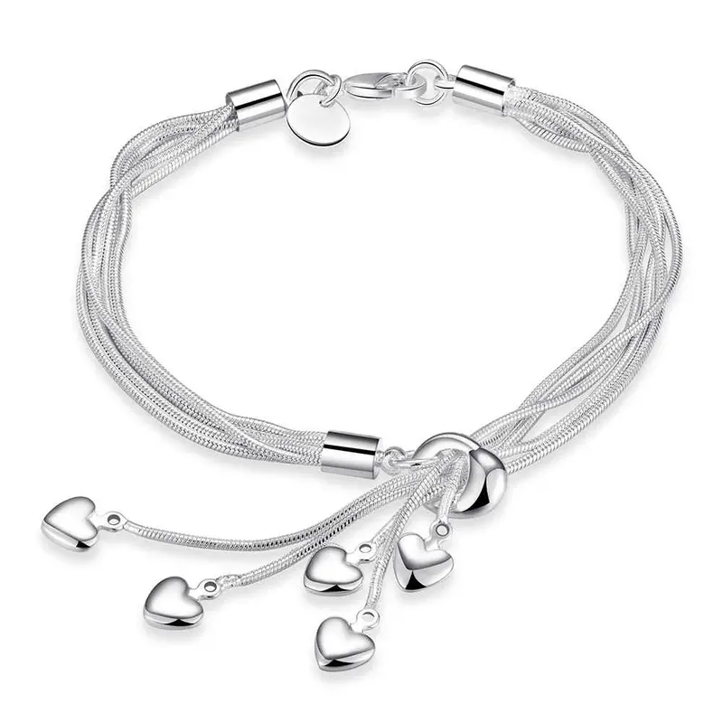 Silver Plated Jewelry Bracelet Fine Heart Pendant Bracelet And Retail 67 1
