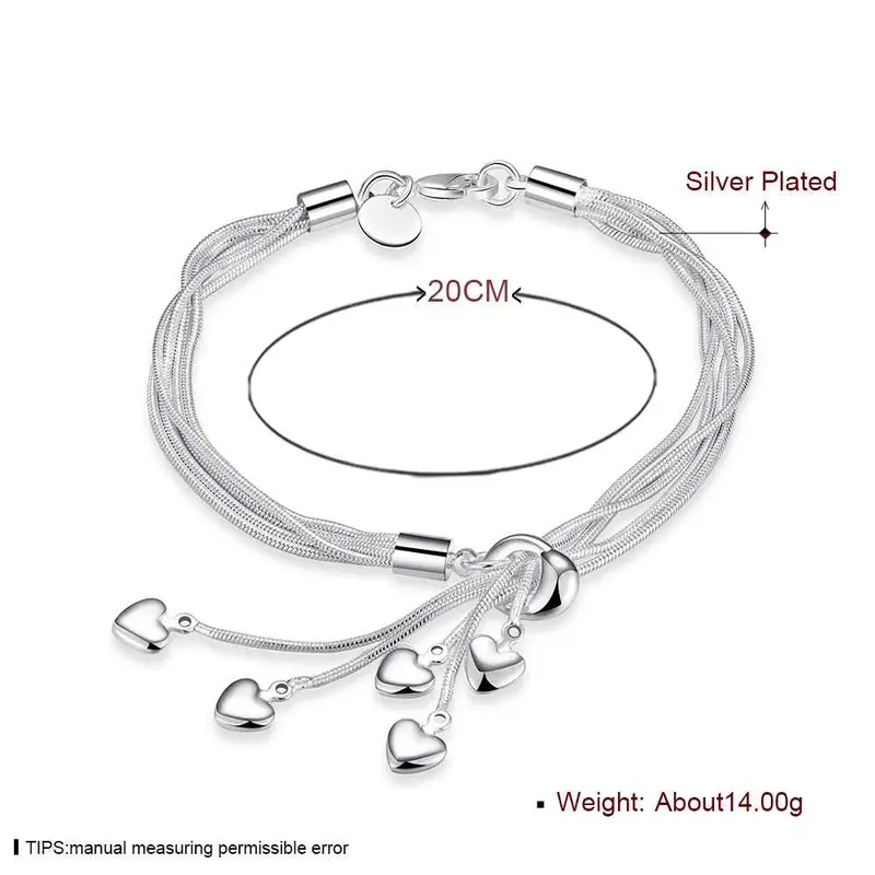 Silver Plated Jewelry Bracelet Fine Heart Pendant Bracelet And Retail 67 2