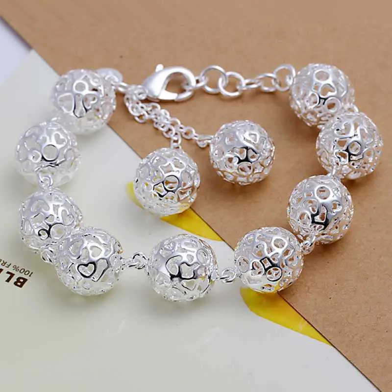 Silver Plated Jewelry Bracelet Fine Hollow Ball Bracelet And Retail 88 1